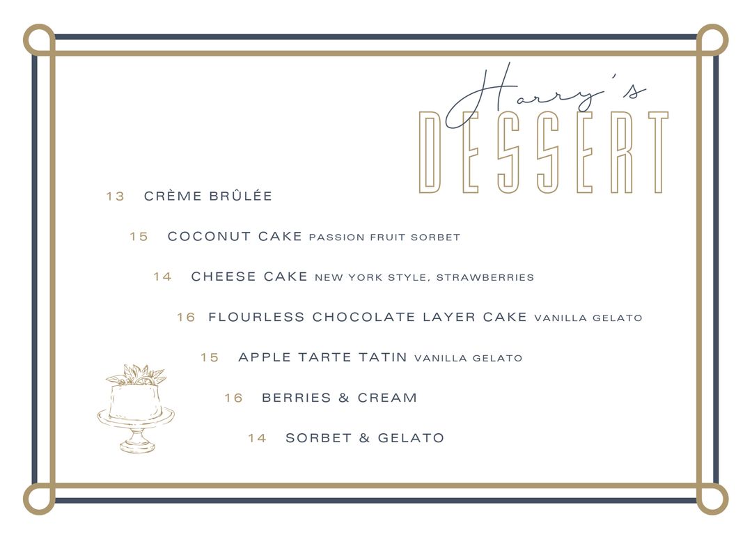 Harry's Bar & Restaurant | West Palm Beach Menu